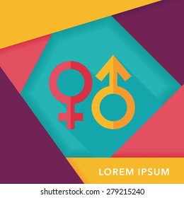 Gender symbol flat icon with long shadow