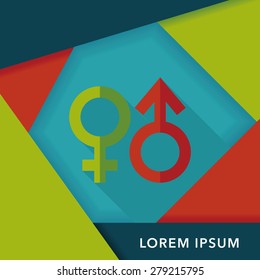 Gender symbol flat icon with long shadow