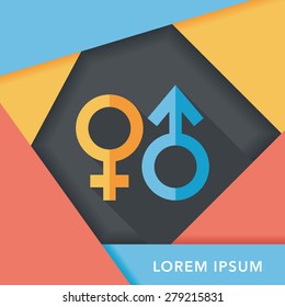 Gender symbol flat icon with long shadow