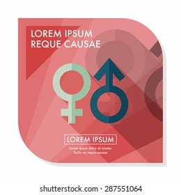 Gender symbol flat icon with long shadow