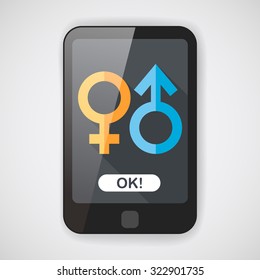 Gender symbol flat icon with long shadow