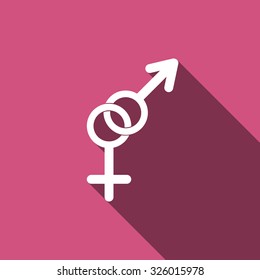 Gender symbol flat icon with long shadow. Vector Illustration