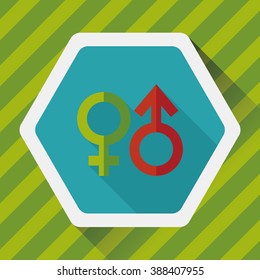 Gender symbol flat icon with long shadow