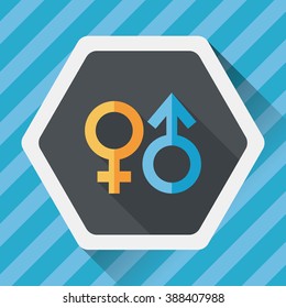 Gender symbol flat icon with long shadow