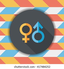 Gender symbol flat icon with long shadow