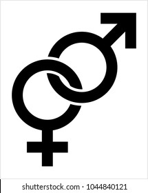 Gender Symbol Icon, Male Female Biological Sex Symbol Icon Vector Art Illustration