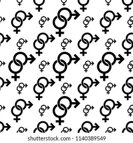Gender Symbol Icon Seamless Pattern, Male Female Biological Sex Symbol Icon Vector Art Illustration