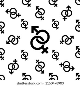 Gender Symbol Icon Seamless Pattern, Male Female Biological Sex Symbol Icon Vector Art Illustration