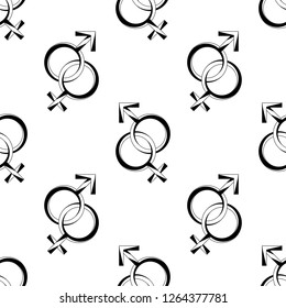 Gender Symbol Icon Seamless Pattern, Male Female Biological Sex Symbol Icon Vector Art Illustration