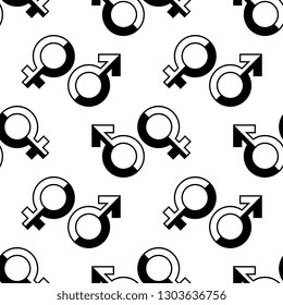 Gender Symbol Icon Seamless Pattern, Male Female Biological Sex Symbol Icon Vector Art Illustration