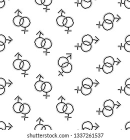 Gender Symbol Icon Seamless Pattern, Male Female Biological Sex Symbol Icon Vector Art Illustration