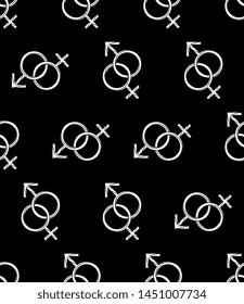 Gender Symbol Icon Seamless Pattern, Male Female Biological Sex Symbol Icon Vector Art Illustration