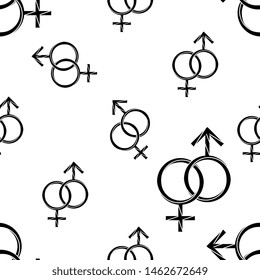 Gender Symbol Icon Seamless Pattern, Male Female Biological Sex Symbol Icon Vector Art Illustration