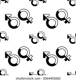 Icono de símbolo de género Patrón sin inconvenientes, Icono de icono de vectores de símbolo sexual biológico femenino Ilustración de arte