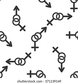 Gender symbol icon seamless pattern on white background. Vector Illustration