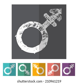 Gender symbol icons flat. Vector illustration. 