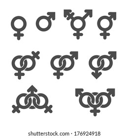 Gender Symbol Icons. Graphic Vector Elements Set.