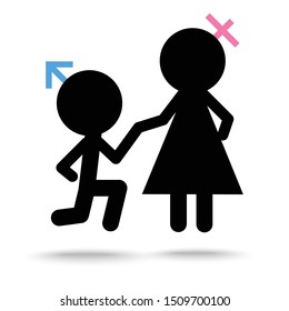 Gender symbol icons,flat icon design,Vector isolated man sex symbol and woman gender sign