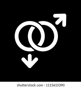 gender symbol. linear symbol. simple gay icon. White icon on black background. Inversion