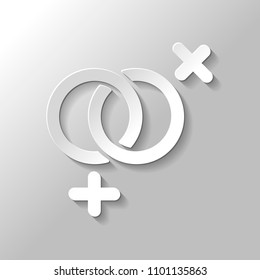gender symbol. linear symbol. simple lesbian icon. Paper style with shadow on gray background