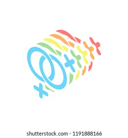 gender symbol. linear symbol. simple lesbian icon. Stack of colorful isometric icons on white background