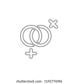 gender symbol. linear symbol. simple lesbian icon. Dotted outline silhouette with shadow on white background