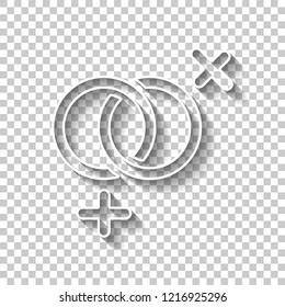 gender symbol. linear symbol. simple lesbian icon. White outline sign with shadow on transparent background