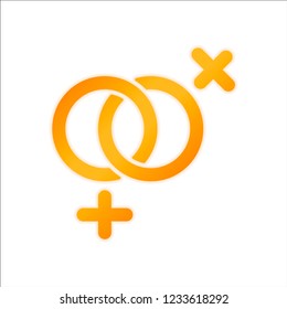 gender symbol. linear symbol. simple lesbian icon. Orange sign with low light on white background