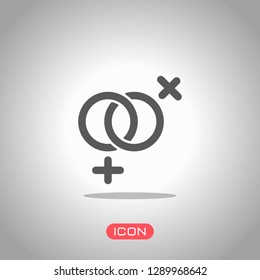 gender symbol. linear symbol. simple lesbian icon. Icon under spotlight. Gray background