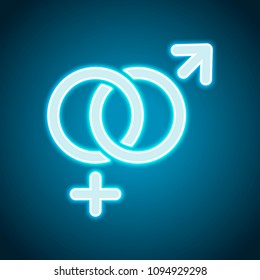 gender symbol. linear symbol. simple men and women icon. Neon style. Light decoration icon. Bright electric symbol