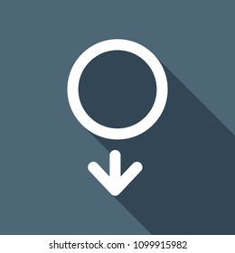 gender symbol. linear symbol. simple men icon. White flat icon with long shadow on background
