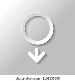 gender symbol. linear symbol. simple men icon. Paper style with shadow on gray background