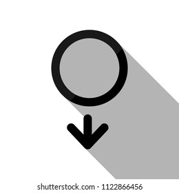 gender symbol. linear symbol. simple men icon. Black object with long shadow on white background