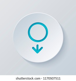 gender symbol. linear symbol. simple men icon. Cut circle with gray and blue layers. Paper style