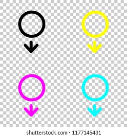 gender symbol. linear symbol. simple men icon. Colored set of cmyk icons on transparent background