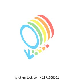 gender symbol. linear symbol. simple men icon. Stack of colorful isometric icons on white background