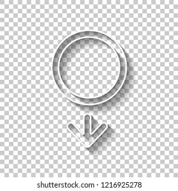 gender symbol. linear symbol. simple men icon. White outline sign with shadow on transparent background