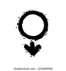 gender symbol. linear symbol. simple men icon. Black ink with splashes on white background
