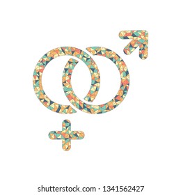 gender symbol. linear symbol. simple men and women icon. Colored mosaic with polygons