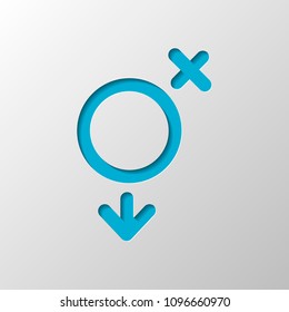 gender symbol. linear symbol. simple transgender icon. Paper design. Cutted symbol with shadow