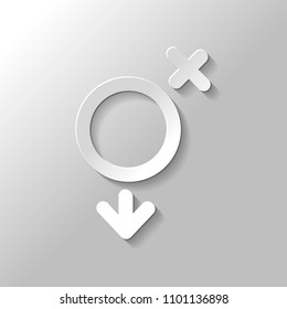 gender symbol. linear symbol. simple transgender icon. Paper style with shadow on gray background