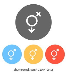 gender symbol. linear symbol. simple transgender icon. Set of white icons on colored circles