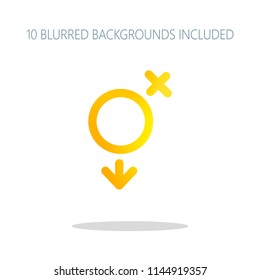 gender symbol. linear symbol. simple transgender icon. Colorful logo concept with simple shadow on white. 10 different blurred backgrounds included