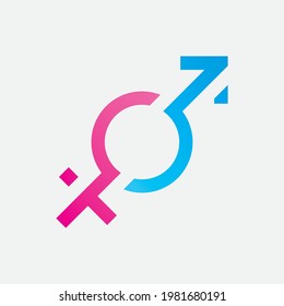 Gender Symbol Logo Of Sex And Equality Of Males And Females Vector Illustration 