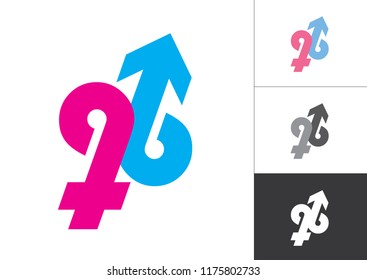 Gender Symbol Made With Initial Number 96. Pink Women and Blue Man Venus and Mars Signs Vector Icons Flat, Infographic, Paperwork, Vector Design.