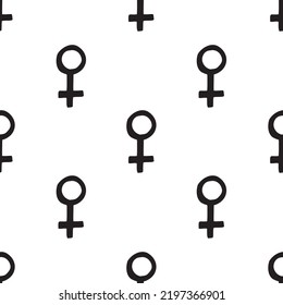 Gender Symbol Seamless Pattern. Female Sign. Female, Feminism Symbols.