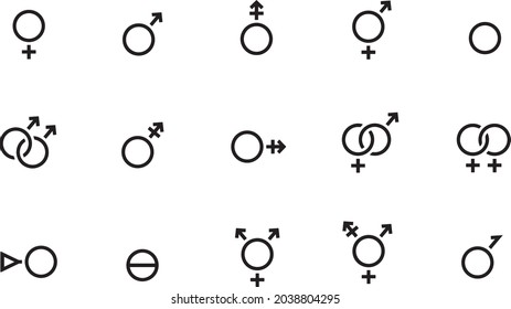 Gender symbol set icons vector design 