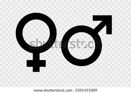 Gender symbol set vector. Male and Female icon. transparent.