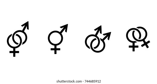 Gender symbol vector icon set