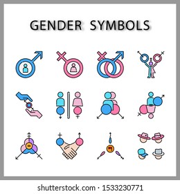 Gender Symbols Icon Set Isolated On Stock Vector (Royalty Free ...